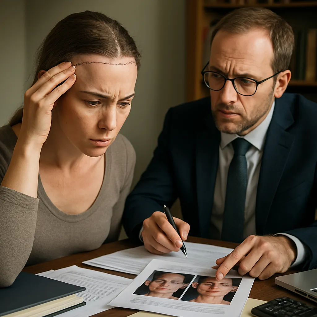 Línea frontal recta como muñeca: implantación estética deficiente