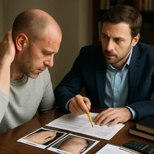 Trasplante capilar dejó cicatrices muy visibles: técnica de cierre deficiente